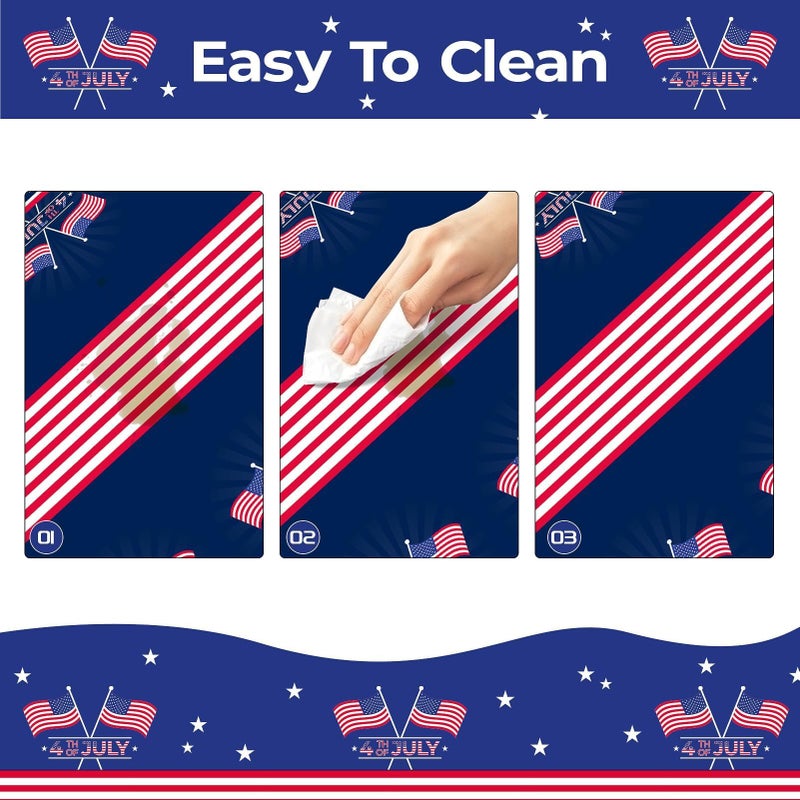 Childom 2 Pack Patriotic Tablecloth Patriotic Decorations 54"" x 108"" Disposable American Flag Tablecloth Plastic Table Cover for Veterans Day Decorations Fourth of July Camping Picnic Party Supplies - Image 3